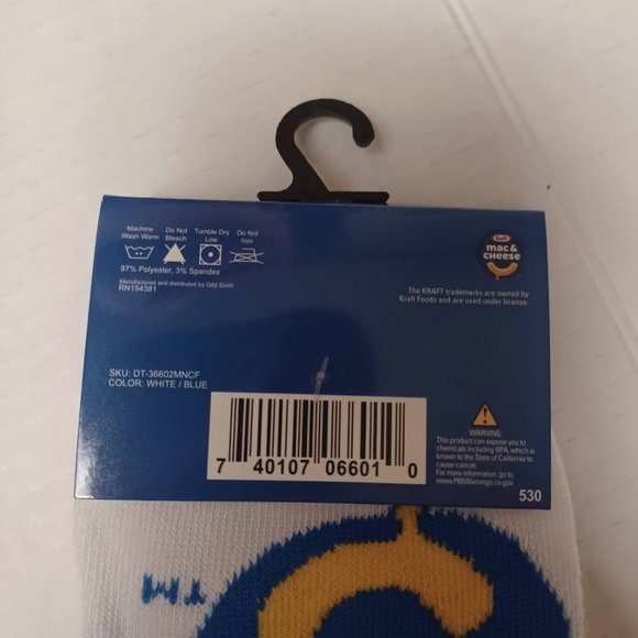 Kraft Mac & Cheese Crew Socks NEW Size Mens 6-12 Novelty -1 Pair -Quirky Logo - Picture 6 of 9